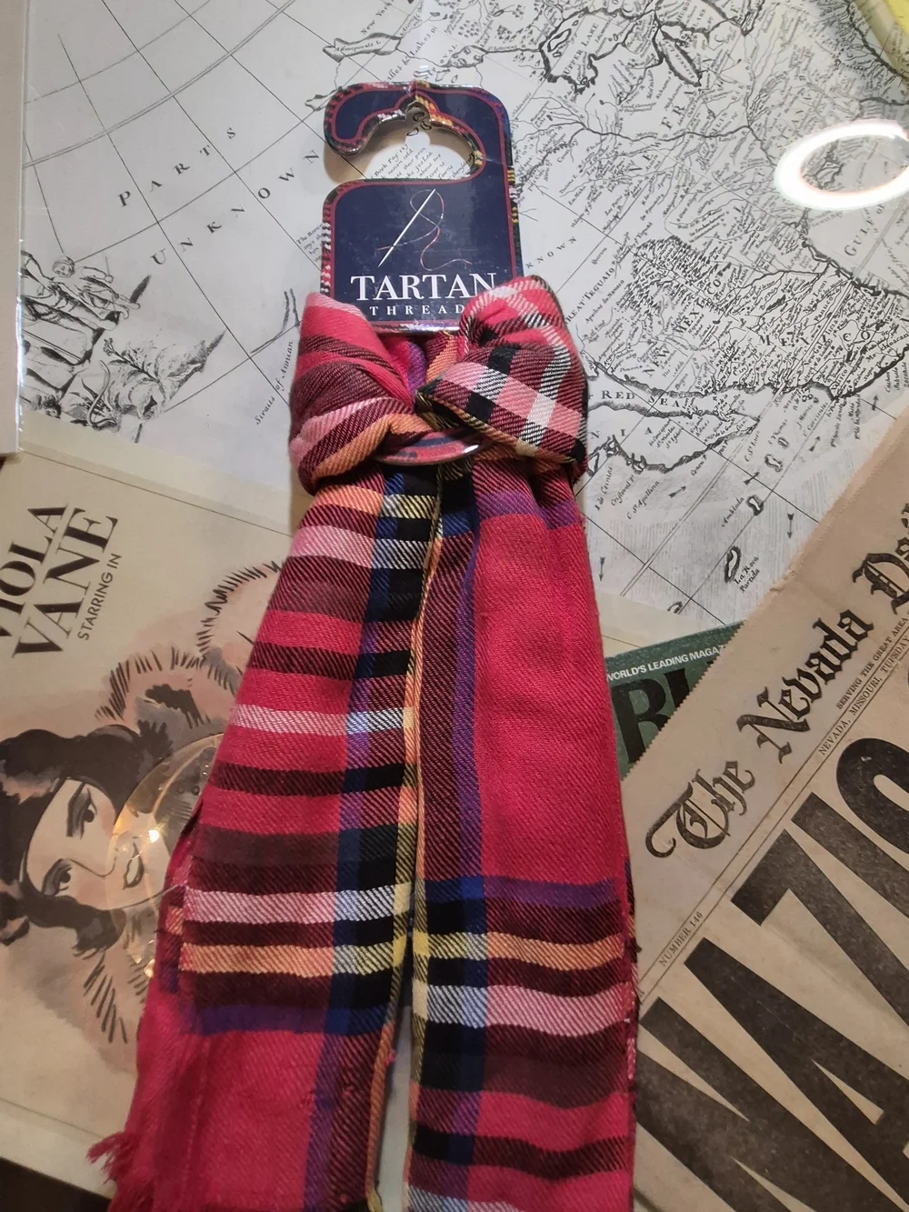Tartan Threads  Red Plaid Bow Headband